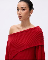 Minima Esenciales - Vireo Cotton Cashmere Blend Off Shoulder Knit Top