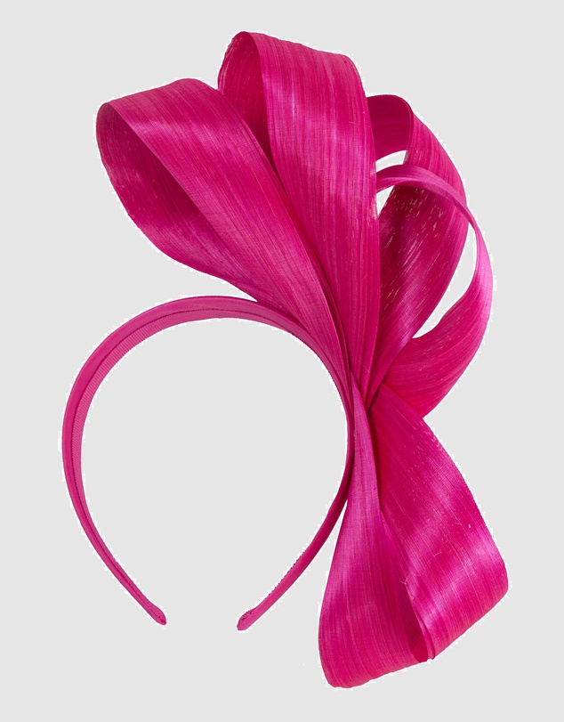 Fillies Collection - Hot Pink Silk Abaca Loops Racing Fascinator