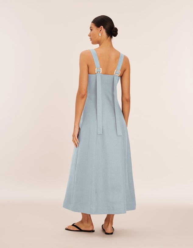 AERE - Nora Buckle Detail Linen Slip Dress