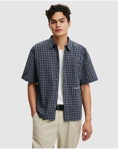 Navy Mini Grid Check