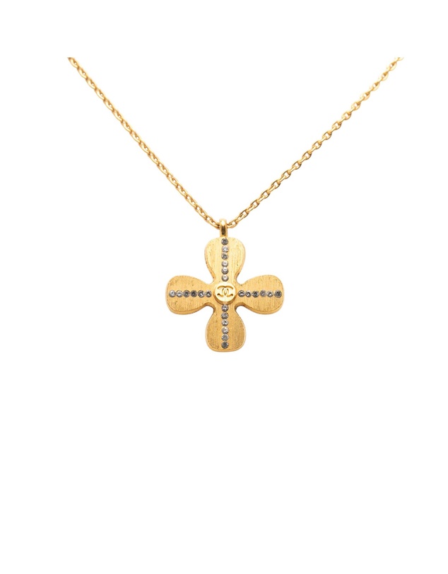 Pre-Loved by Azura Reborn - Pre-Loved Gold Plated CC Crystal Clover Pendant Necklace