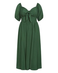 City Chic - Plus size Villa Roma Tie Front Dress - jungle green