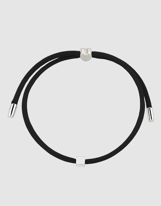 Elli Jewelry - Heart Charm Black Satin Bracelet