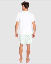 Sant And Abel - Men's Green Palm Tree Sleep Shorts