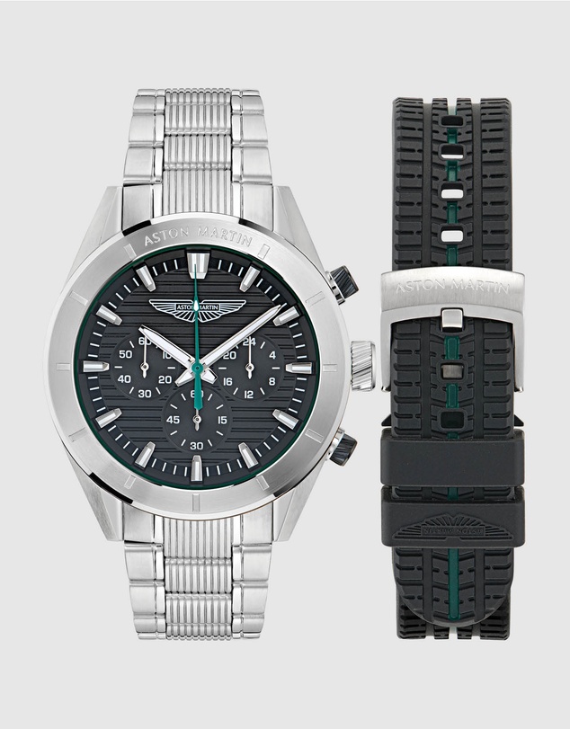 Aston Martin - BST Black Steel Bracelet and Black Silicone Strap Box Set