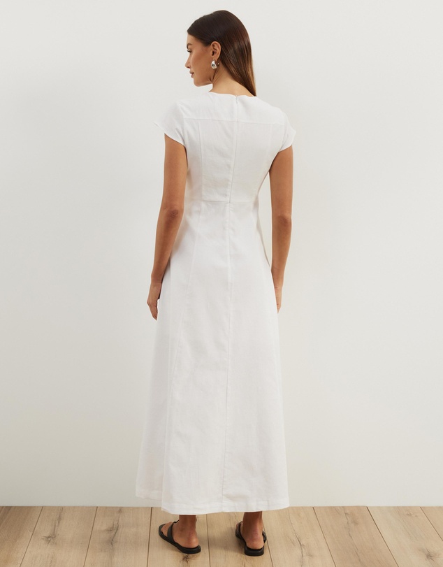 Atmos&Here - Lorry Keyhole Linen Blend Maxi Dress