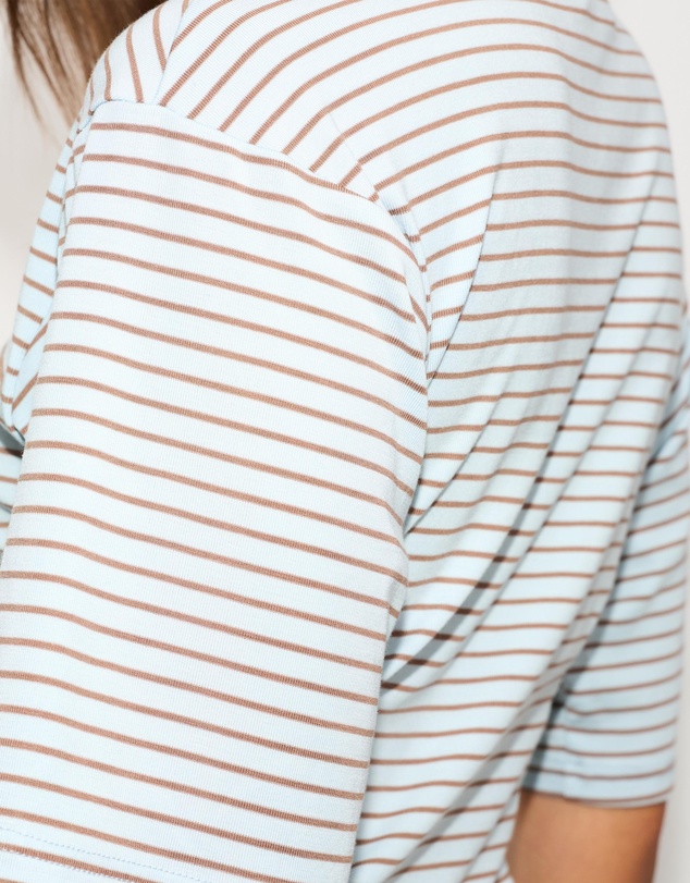 Dazie - Agnes Striped Cinched Short Sleeve Tee