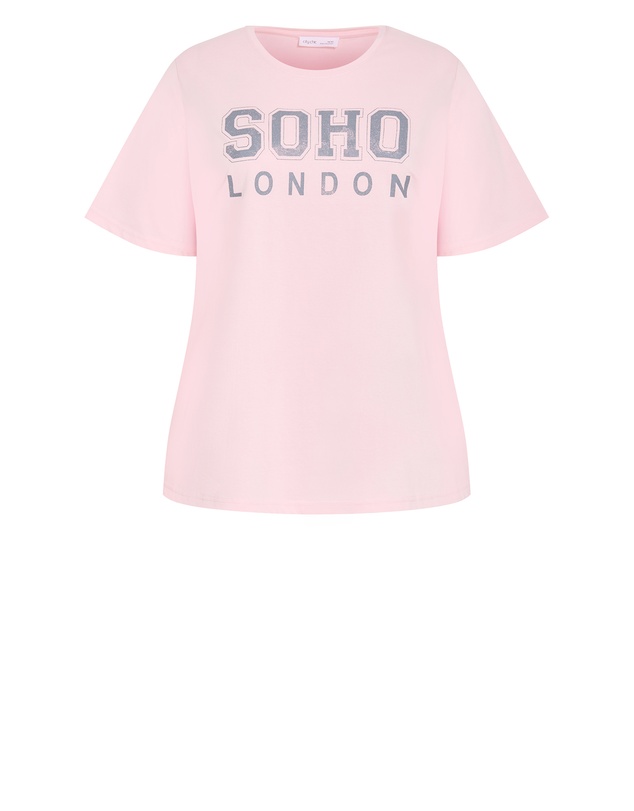 City Chic - Plus size Curved Hem Soho Cotton Tee - heavenly pink