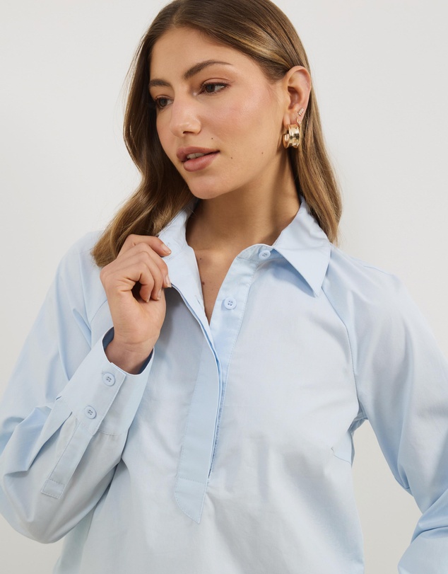Atmos&Here - Bella Concealed Placket Cotton Shirt