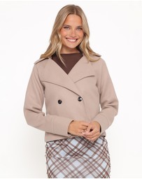 Petal & Pup - Saylor Cropped Car Coat - Oatmeal