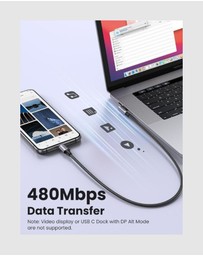 Ugreen - UGREEN 90 Degree Angle USB-C Male to USB-C Male 60W Braided Cable 3m
