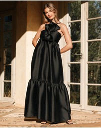 Petal & Pup - Betina Bow Front Maxi Dress - Black