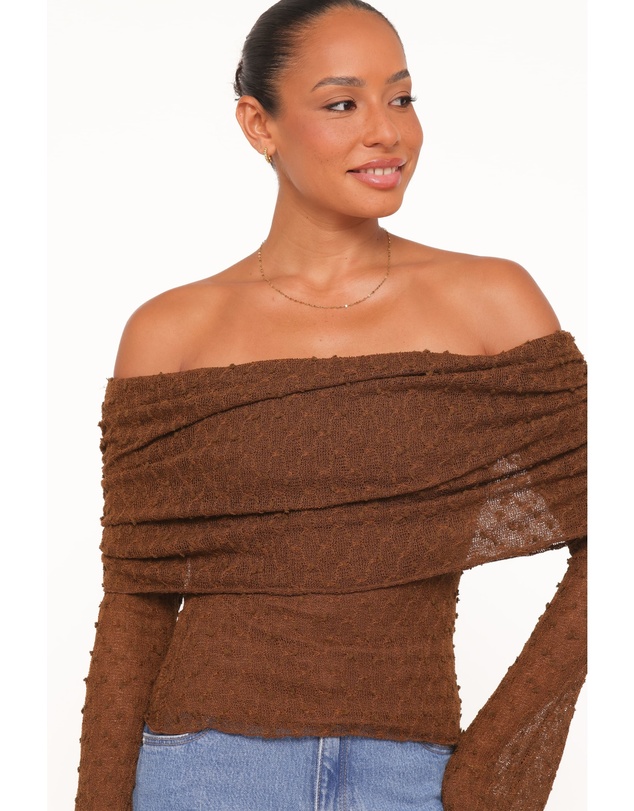 Petal & Pup - Wilma Off Shoulder Top - Chocolate