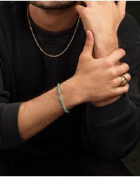 Nialaya Jewellery - Men's Wristband with Turquoise and African Turquoise Heishi Beads