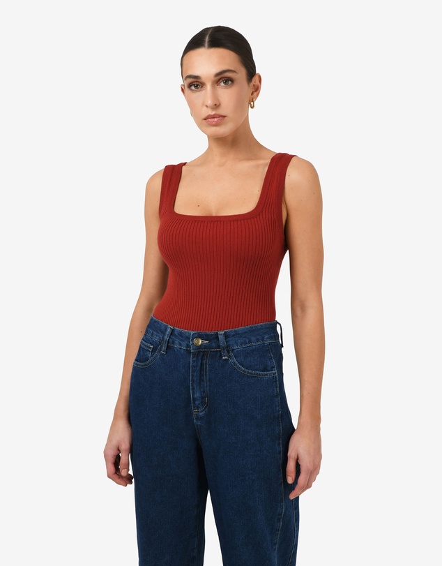 Forcast - Ella Square Neck Rib Knit