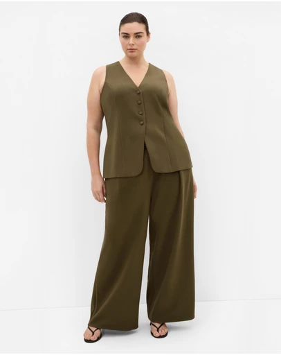 City Chic - Plus Size Tori Vest - khaki