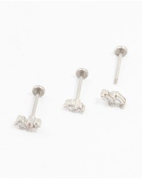 Lovisa - Surgical Steel Double Baguette Flat Backs 3-Pack