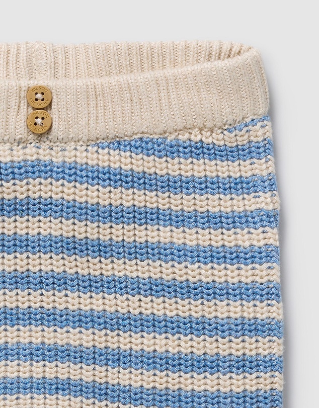 Wilson & Frenchy - Frosted Blue Organic Knitted Stripe Leggings - Babies