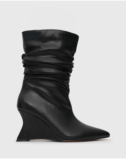 Betts - Strike Ruched Wedge Calf Boots