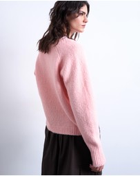 TOPSHOP - Knitted Wool Blend Fluffy V-Neck Jumper