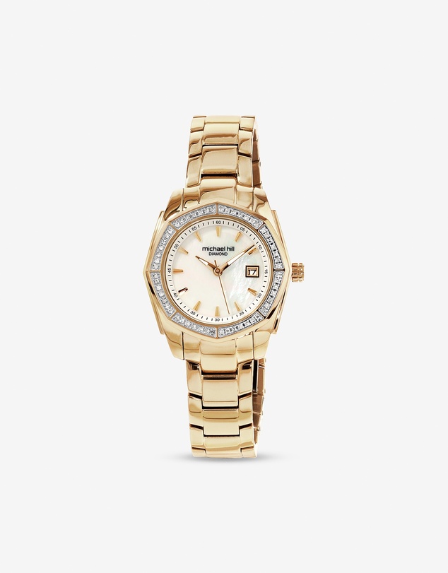 Michael Hill - Ladies Mother of Pearl Watch with 0.28 Carat TW of Diamonds in Gold Tone Stainless Steel