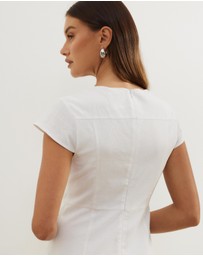 Atmos&Here - Lorry Keyhole Linen Blend Maxi Dress