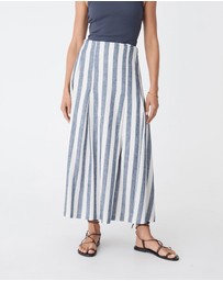 Forcast - Ikaria Linen Blend Midi Skirt