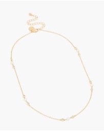 Lovisa - Gold Plated Cubic Zirconia & Freshwater Pearl Dainty Station Necklace