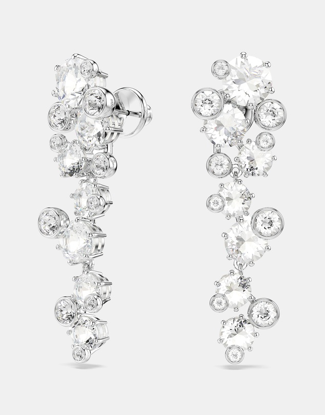 Swarovski - Constella Drop Earrings, Mixed Cuts, White, Rhodium-Plated