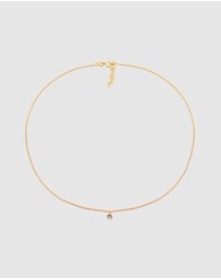 Elli Jewelry - Necklace Choker with Tourmaline Quartz Solitaire in 925 Sterling Silver gold plated