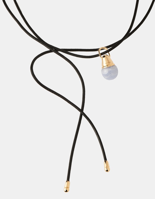 PDPAOLA - Blue Lace Agate Riviera Pendant Leather Necklace