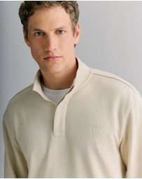 Trenery - Button Neck Monogram Sweat in Fawn