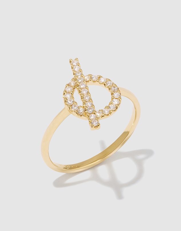 Wanderlust + Co - Pave Toggle 14K Gold Vermeil Ring