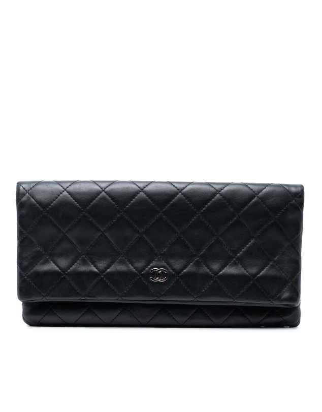 Pre-Loved by Azura Reborn - Pre-Loved Quilted Lambskin CC Beauty Foldover Clutch