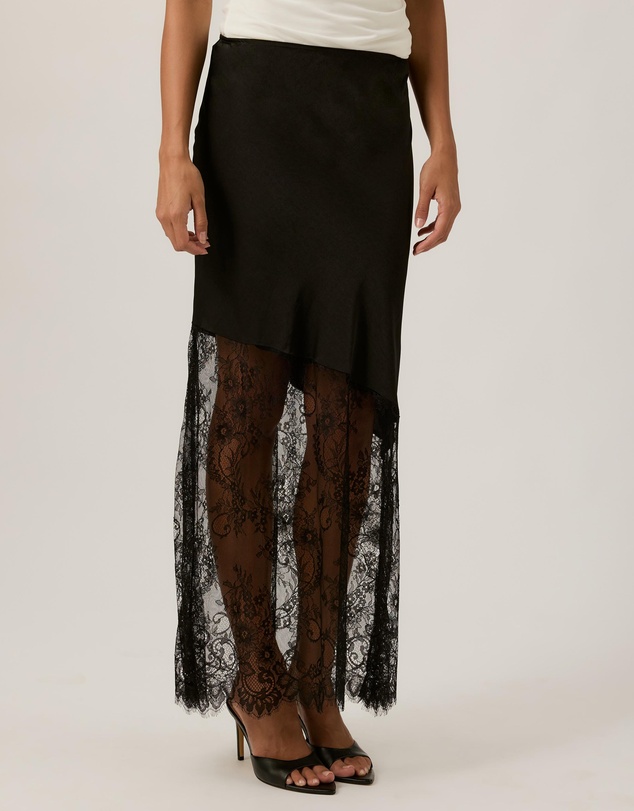 Tussah - Opal Satin Lace Trim Maxi Skirt