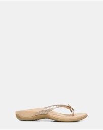 Vionic - Bella Toe Post Sandal - Rose Gold Metallic Croc