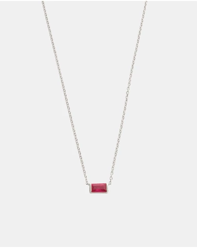Kirstin Ash - Baguette Birthstone Necklace July Ruby