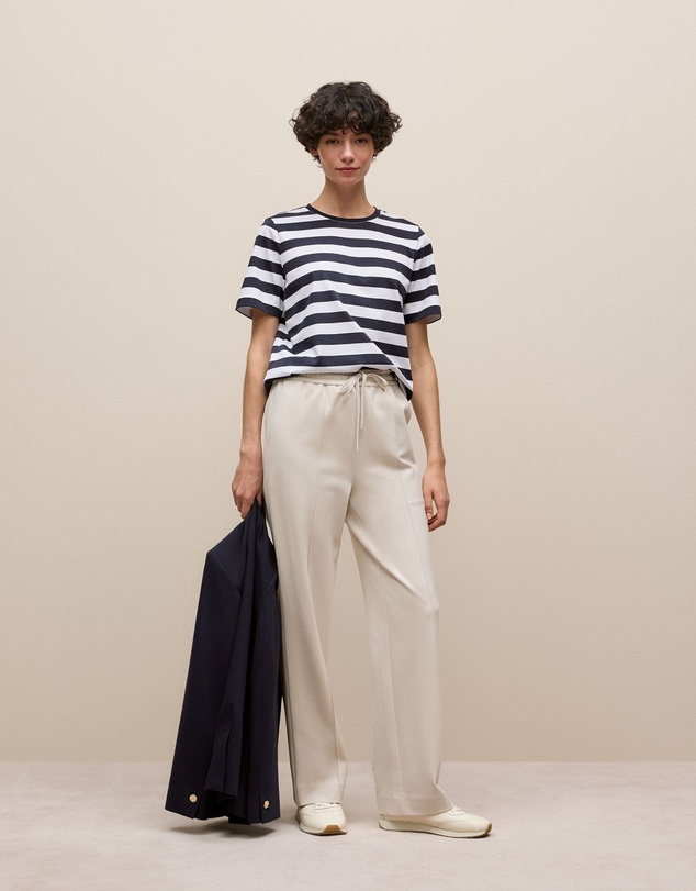 Trenery - Mercerised Cotton Stripe T-shirt in Night Sky