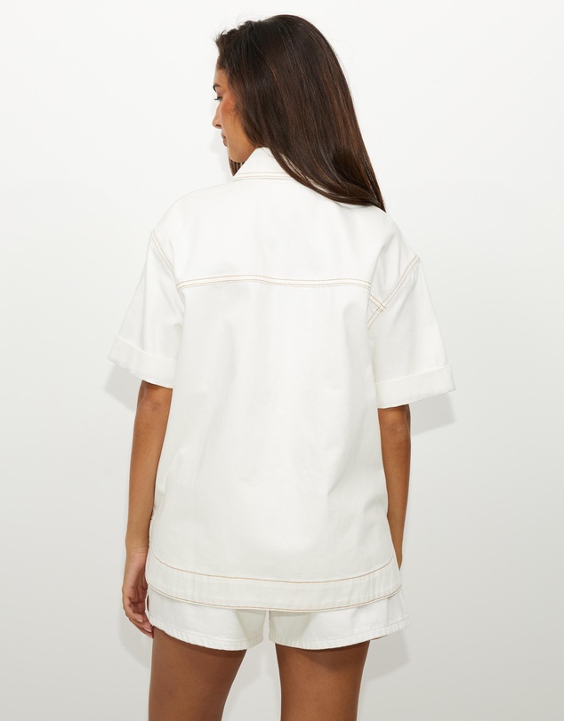 Dazie - Shade Boxy Short-Sleeve Denim Shirt