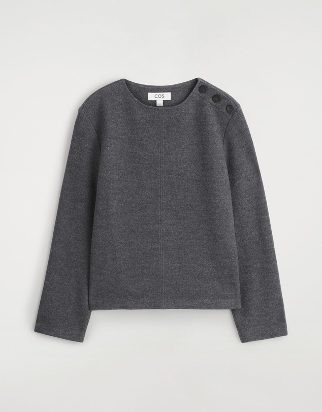 COS - Button-Detail Boiled-Wool Sweatshirt
