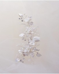 The White Collection - Harper - Floral Pearl Silver Bridal Hairpiece