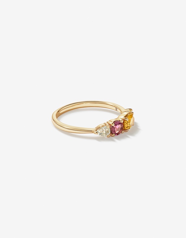 Michael Hill - Green Amethyst, Pink Tourmaline, Orange Citrine & Lemon Quartz Multi-Gemstone Ring in 10kt Yellow Gold