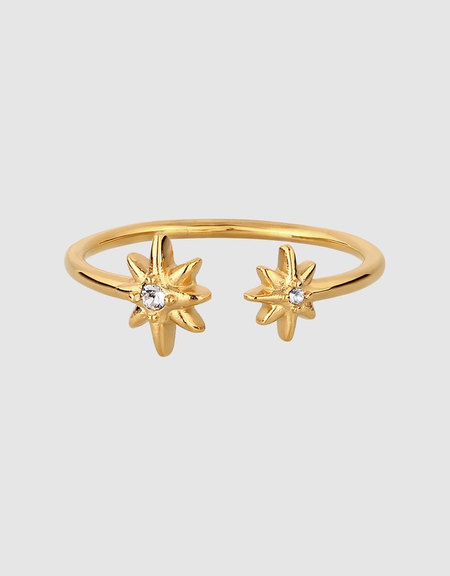 Elli Jewelry - Ring Crystal Star 925 Sterling Silver Gold-Plated