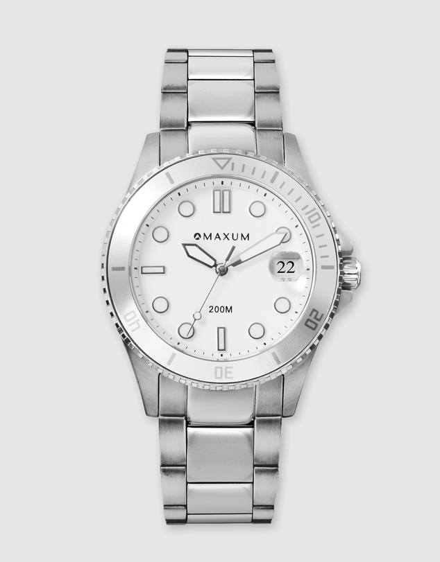 Maxum - Liberty White Dial With Silver Tone Bracelet & Case