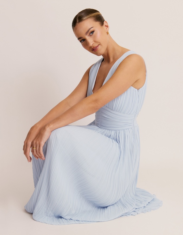 Six Stories - Pleated Plunge Maxi Dress