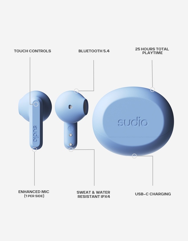 Sudio - A3 - True Wireless 5.4 Bluetooth Headphones/Earbuds