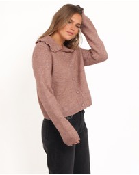 Petal & Pup - Carmello Frill Collar Cardigan - Mocha