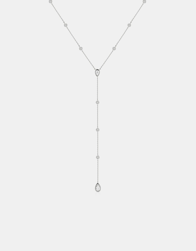 Ania Haie - Silver Round & Teardrop Bezel Station Y Necklace