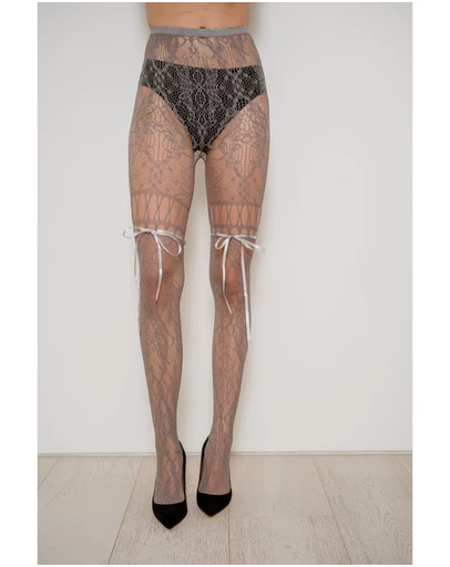 High Heel Jungle - Chevonne Lace And Satin Fishnet Tights