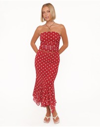 Petal & Pup - Tullia Mesh Midi Skirt - Red Polka Dot